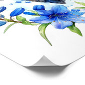 Bluebells Hummingbird Aquarellfarben Print Poster (Ecke)