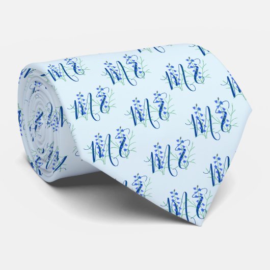 Bluebells Monogram Neck Tie Krawatte (Gerollt)