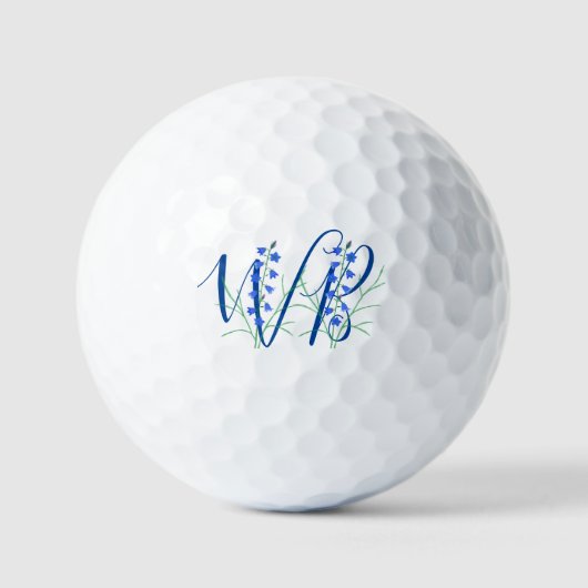 Bluebells Personalisiert Monogram Golfball (Vorderseite)