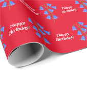 Bluebells Red Wrapping Paper Geschenkpapier (Rolleneckpunkt)