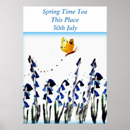 Bluebells Schmetterling Blumenart Poster