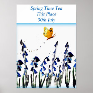 Bluebells Schmetterling Blumenart Poster