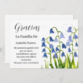 Bluebells Spanish Floral Beerdigung Tod Vielen Dan Einladung (Vorne/Hinten)
