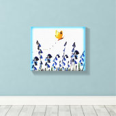 Bluebells Yellow Butterfly Leinwanddruck (Insitu (Holzboden))