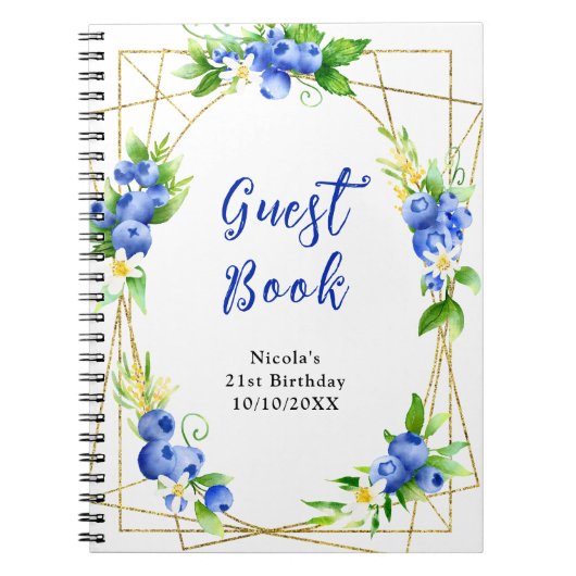 Blueberries and Foliage Birthday Guest Book Notizblock (Vorderseite)