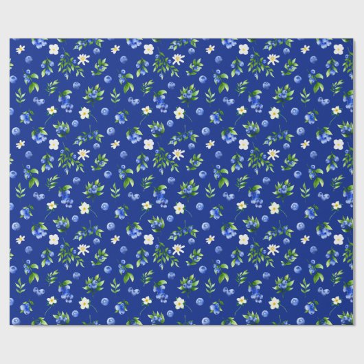 Blueberries and Foliage Pattern Geschenkpapier (Flach)