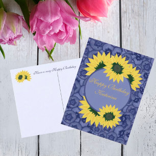 Blueberries and sunflowers. Happy Birthday Holiday Postkarte