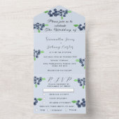 Blueberries Berries Frucht Elegant Blaue Hochzeit All In One Einladung (Innen Boden)