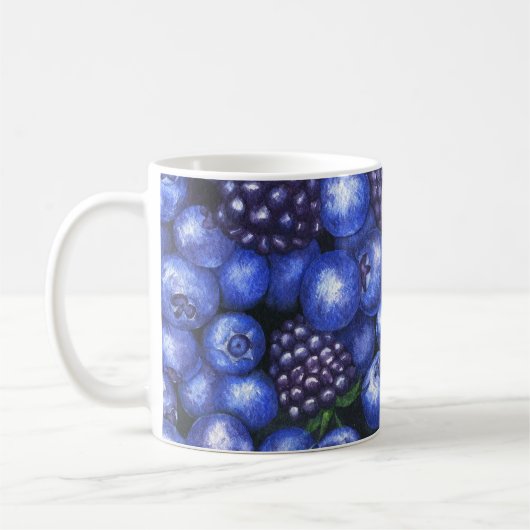 Blueberries BlackBerry Watercolor Seamless Patt Kaffeetasse (Links)