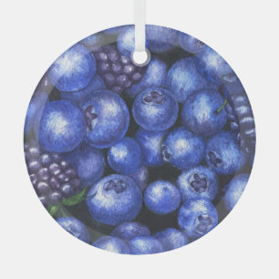 Blueberries BlackBerry Watercolor Seamless Patt Ornament Aus Glas