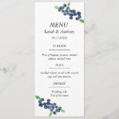 Blueberries Blue Fruit Watercolor Wedding Food Menükarte (Vorderseite)