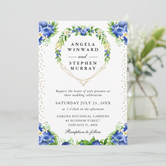 Blueberries Blueberries Blumenschraube Einladung (Stehend Vorderseite)