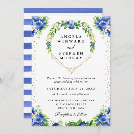 Blueberries Blueberries Blumenschraube Einladung (Vorne/Hinten)