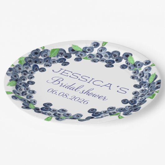 Blueberries Blueberry Frucht Brautparty Party Pappteller (Schrägansicht)