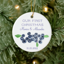 Blueberries Blueberry Frucht Hochzeit Weihnachten Keramik Ornament