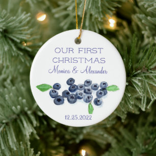 Blueberries Blueberry Frucht Hochzeit Weihnachten Keramik Ornament