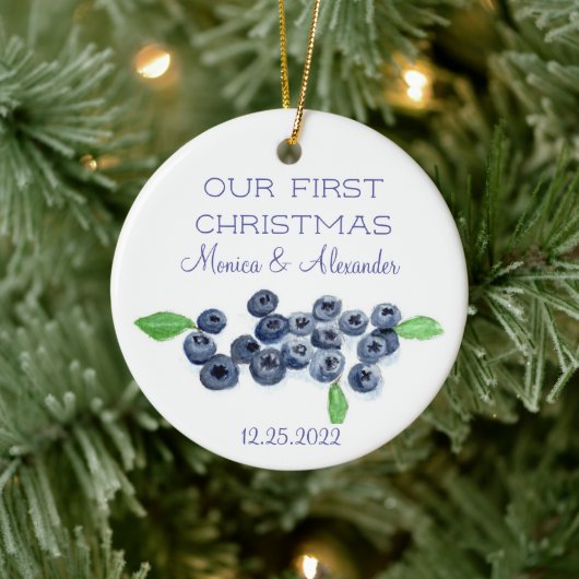 Blueberries Blueberry Frucht Hochzeit Weihnachten Keramik Ornament (Baum)