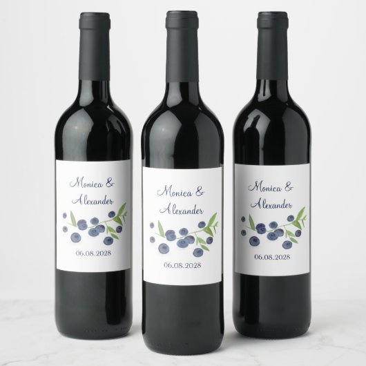 Blueberries Blueberry Frucht Sommerhochzeit Weinetikett (Flaschen)
