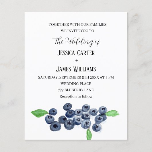 Blueberries Blueberry Frucht WasserfarbenWedding (Vorderseite)