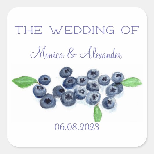Blueberries Blueberry Fruits Wedding Party Quadratischer Aufkleber (Vorderseite)