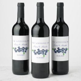 Blueberries Blueberry Fruits Wedding Party Weinetikett