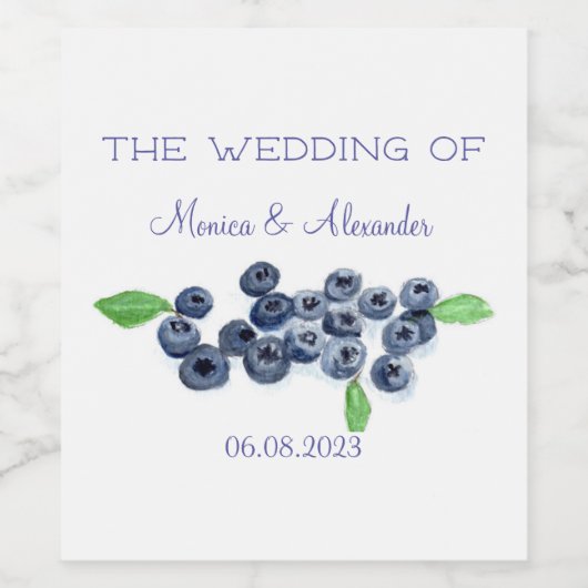 Blueberries Blueberry Fruits Wedding Party Weinetikett (Einzelnes Label)