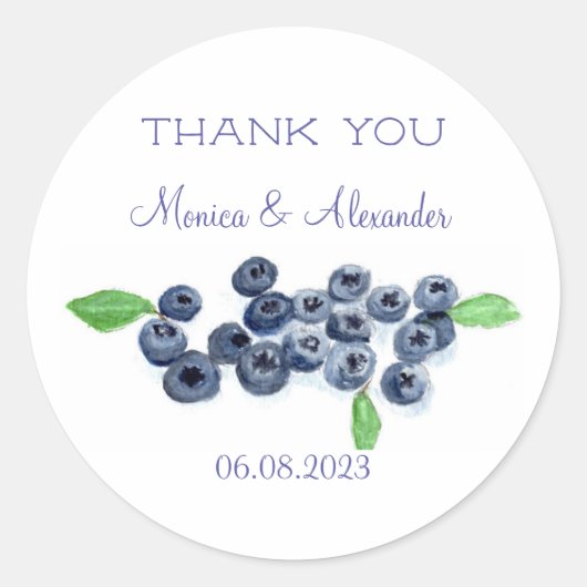 Blueberries Blueberry Fruits Wedding Vielen Dank Runder Aufkleber (Vorderseite)