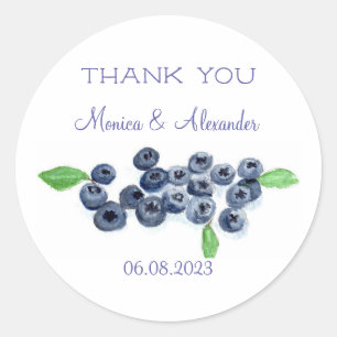 Blueberries Blueberry Fruits Wedding Vielen Dank Runder Aufkleber