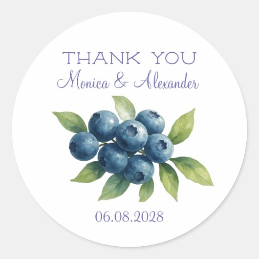 Blueberries Blueberry Fruits Wedding Vielen Dank Runder Aufkleber (Vorderseite)