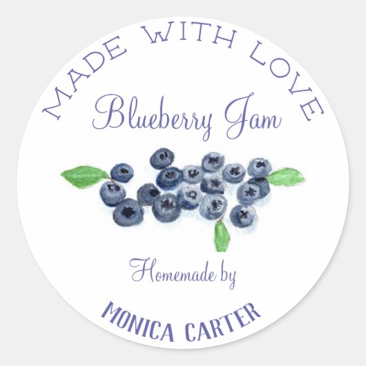 Blueberries Blueberry Jam Homemade Preserve Obstes Runder Aufkleber (Vorderseite)