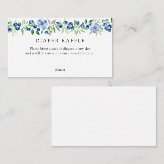 Blueberries Diaper Raffelkarte Begleitkarte (Vorne/Hinten)
