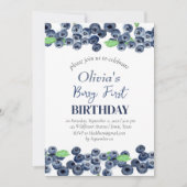 Blueberries Frucht 1. Berry Erster Geburtstag Einladung (Vorderseite)