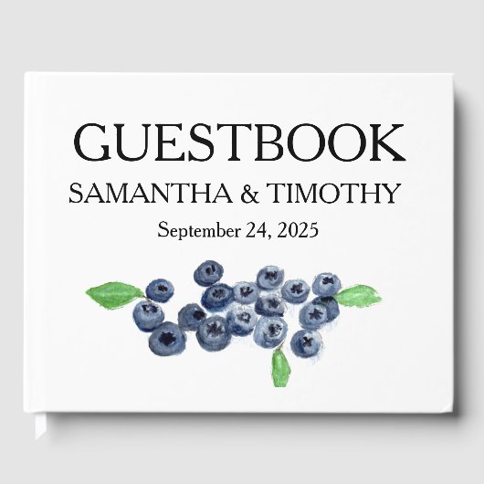 Blueberries Frucht Blueberry Watercolor Wedding Gästebuch (Vorderseite)