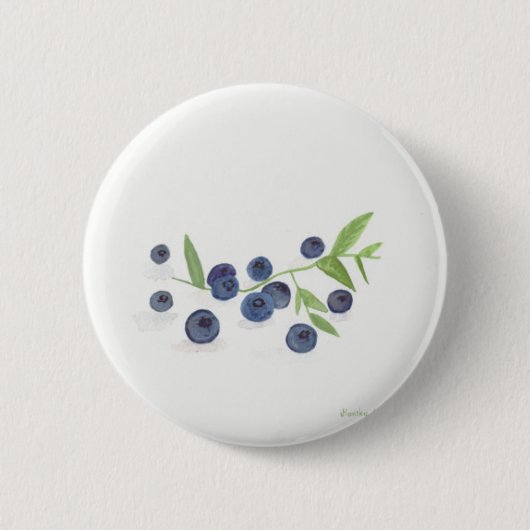 Blueberries Frucht Küche Aquarell rustikale Lebens Button (Vorderseite)