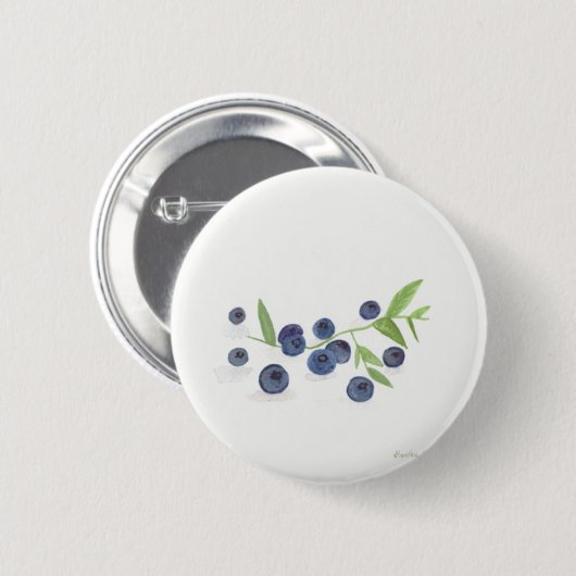 Blueberries Frucht Küche Aquarell rustikale Lebens Button (Vorne & Hinten)