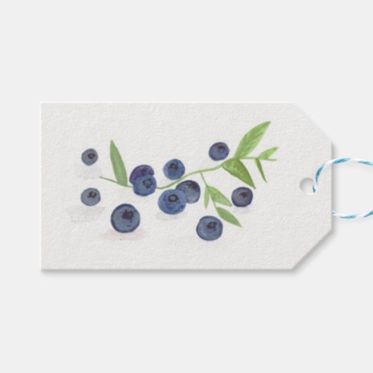 Blueberries Frucht Küche Aquarell rustikale Lebens Geschenkanhänger (Vorderseite (Horizontal))