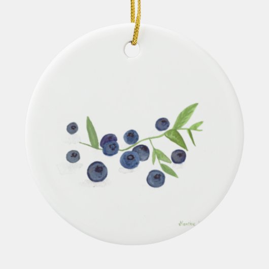 Blueberries Frucht Küche Aquarellspeisen lila Keramik Ornament (Vorne)