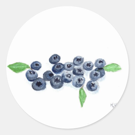 Blueberries Früchte Küche Aquarellspeise rustikal Runder Aufkleber (Vorderseite)