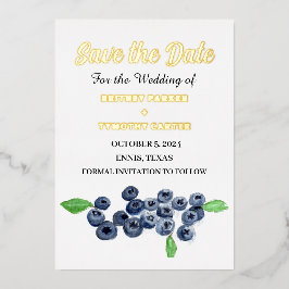 Blueberries Fruchtwasser Foto QR Code Hochzeit Folieneinladung
