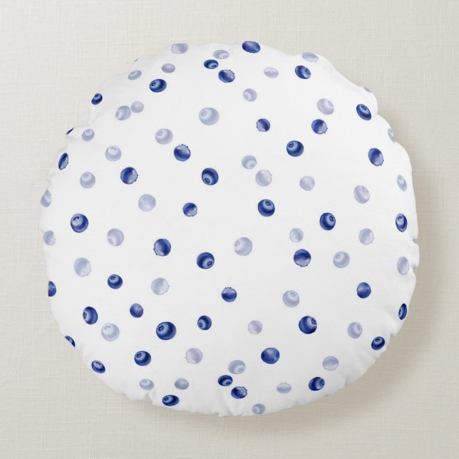 Blueberries Muster Rundes Kissen (Vorderseite)