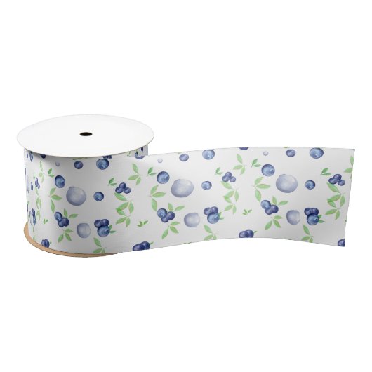 Blueberries Muster Satin Ribbon Satinband (Spule)