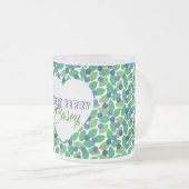 Blueberries Pattern Modern Green Blue Customize. Mattglastasse (VorderseiteRechts)