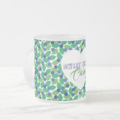 Blueberries Pattern Modern Green Blue Customize. Mattglastasse (Vorderseite Links)