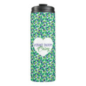 Blueberries Pattern Modern Green Blue Customize. Thermosbecher (Vorderseite)
