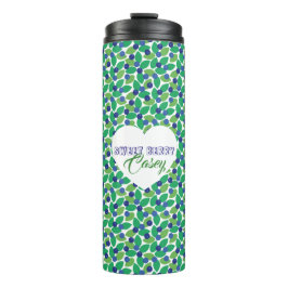 Blueberries Pattern Modern Green Blue Customize. Thermosbecher