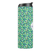 Blueberries Pattern Modern Green Blue Customize. Thermosbecher (Nach links gedreht)