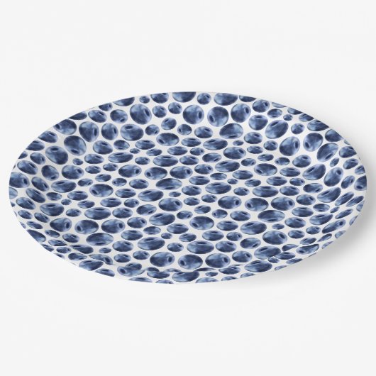Blueberries Print Frucht Muster Pappteller (Schrägansicht)