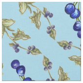 Blueberries Stemmed Blätter Sky Blue Background Stoff (Nahaufnahme)