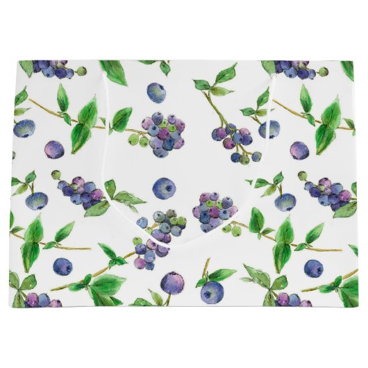 Blueberries Summer Frucht Watercolor Große Geschenktüte (Vorderseite)