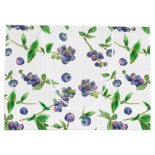 Blueberries Summer Frucht Watercolor Große Geschenktüte (Rückseite)